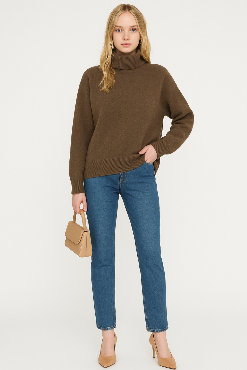 Maglione a Collo Alto Vestibilità Comoda da Donna