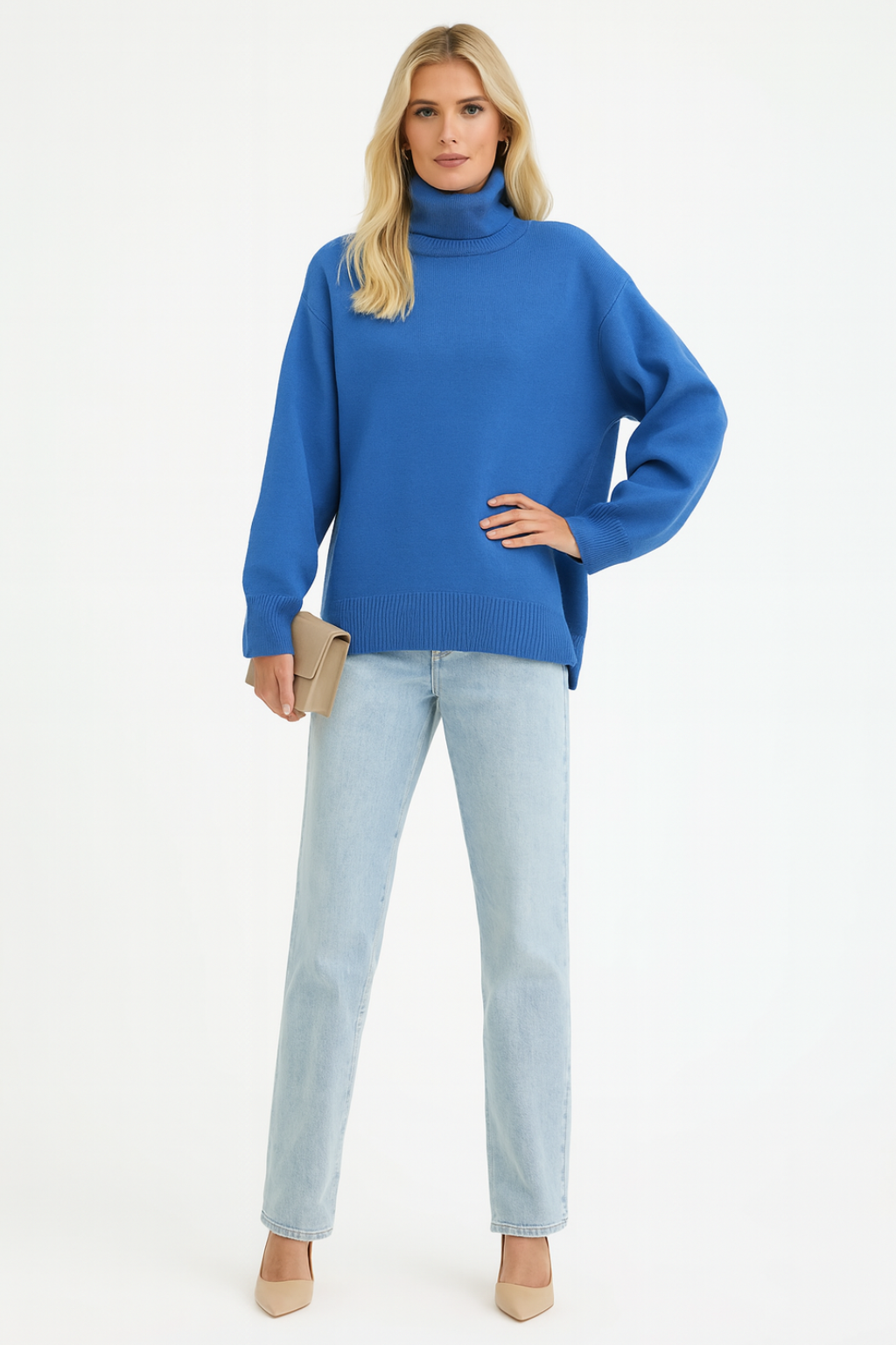 Maglione a Collo Alto Vestibilità Comoda da Donna