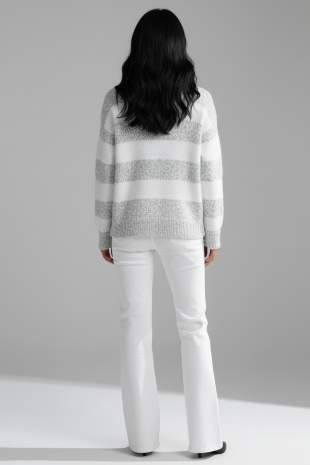 Maglione Donna a Righe con Collo Alto Morbido Maglione Invernale in Maglia