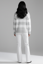 Maglione Donna a Righe con Collo Alto Morbido Maglione Invernale in Maglia