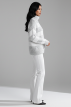 Maglione Donna a Righe con Collo Alto Morbido Maglione Invernale in Maglia