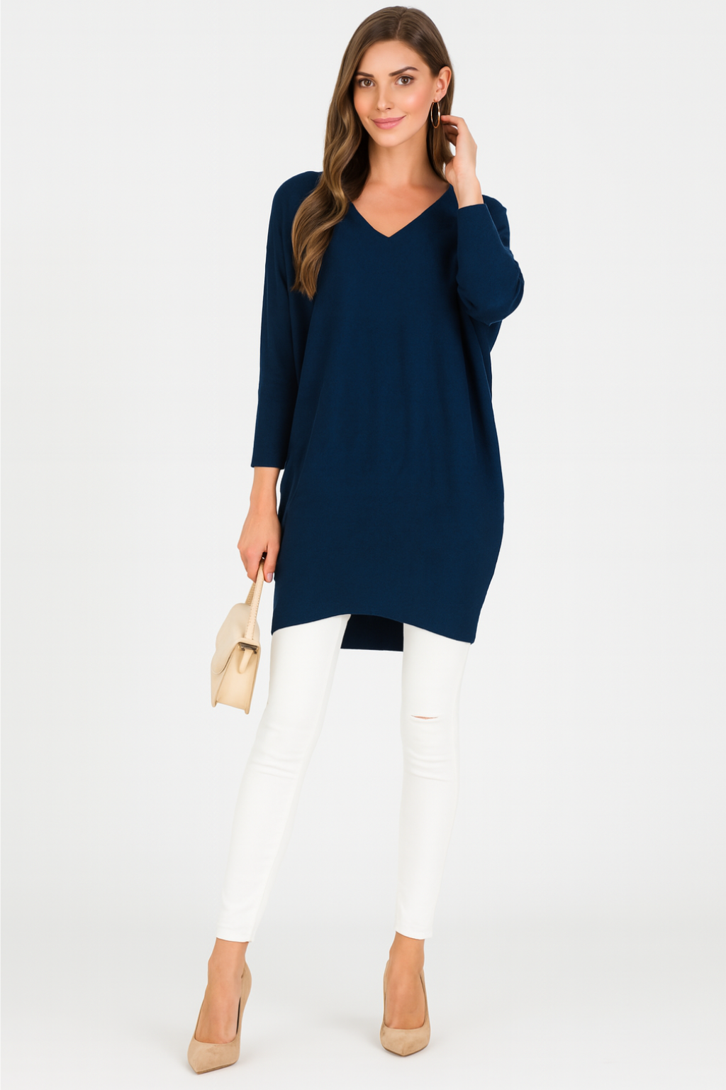 Maglione Oversize da Donna con Scollo a V